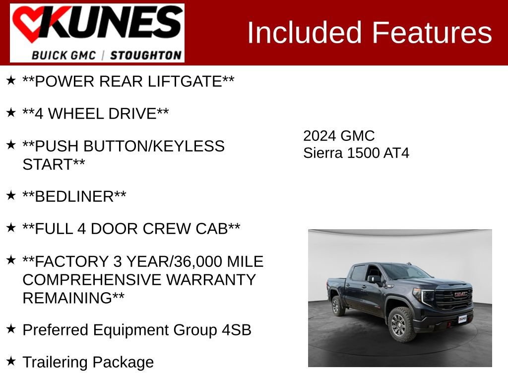 Used 2024 GMC Sierra 1500 AT4 w/ Technology Package AWD/4WD image 3