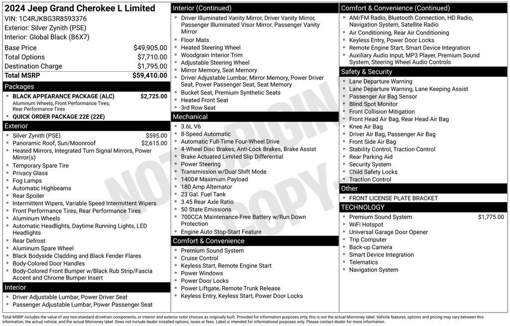 Used 2024 Jeep Grand Cherokee L Limited w/ Black Appearance Package image 6