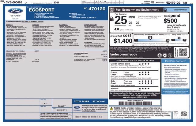 Certified 2022 Ford EcoSport SE AWD/4WD image 5
