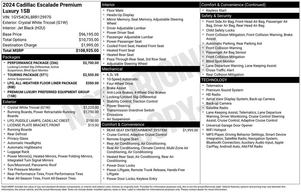 Certified 2024 Cadillac Escalade Premium Luxury w/ Performance Package AWD/4WD image 42