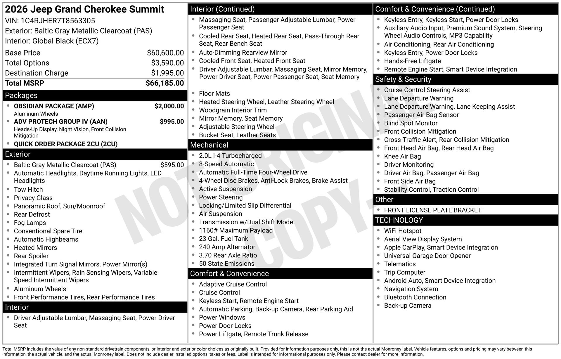 New 2026 Jeep Grand Cherokee Summit w/ Obsidian Package image 3