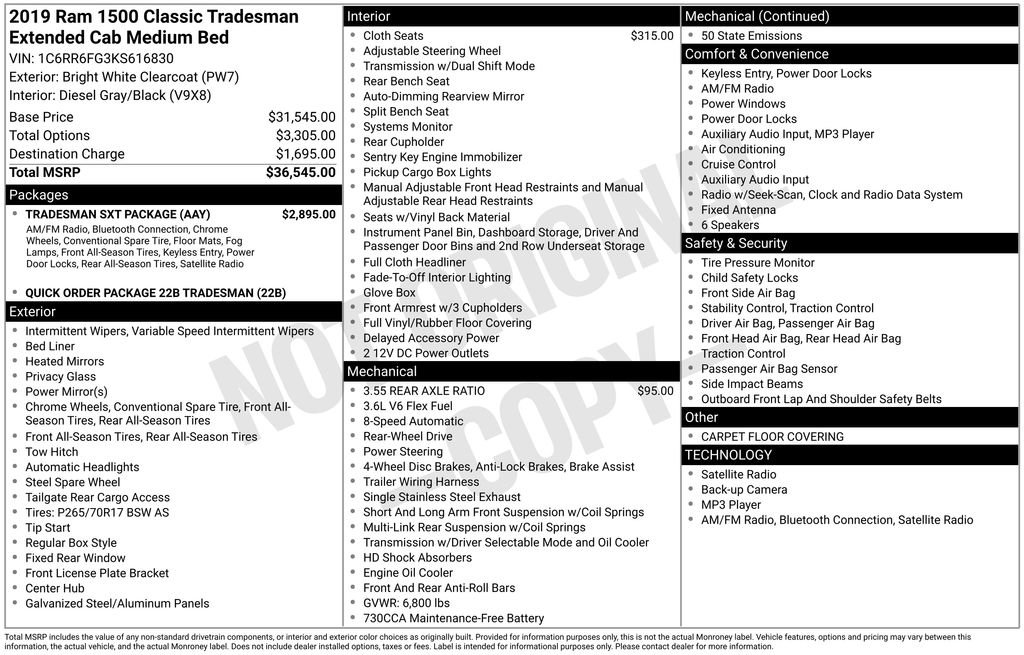 Used 2019 RAM 1500 Tradesman w/ Tradesman SXT Package image 36