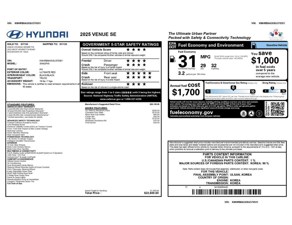 Used 2025 Hyundai Venue SE FWD image 2