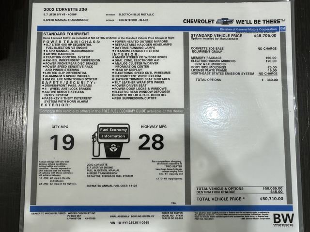 Used 2002 Chevrolet Corvette Z06 w/ Memory Pkg RWD image 13
