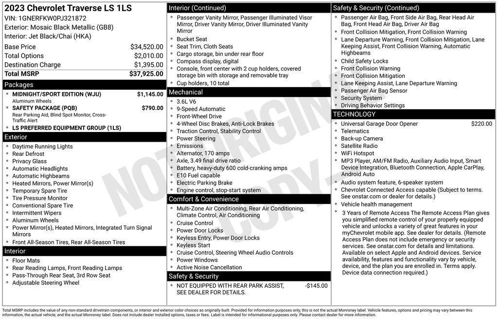 Used 2023 Chevrolet Traverse LS w/ Midnight/Sport Edition FWD image 36