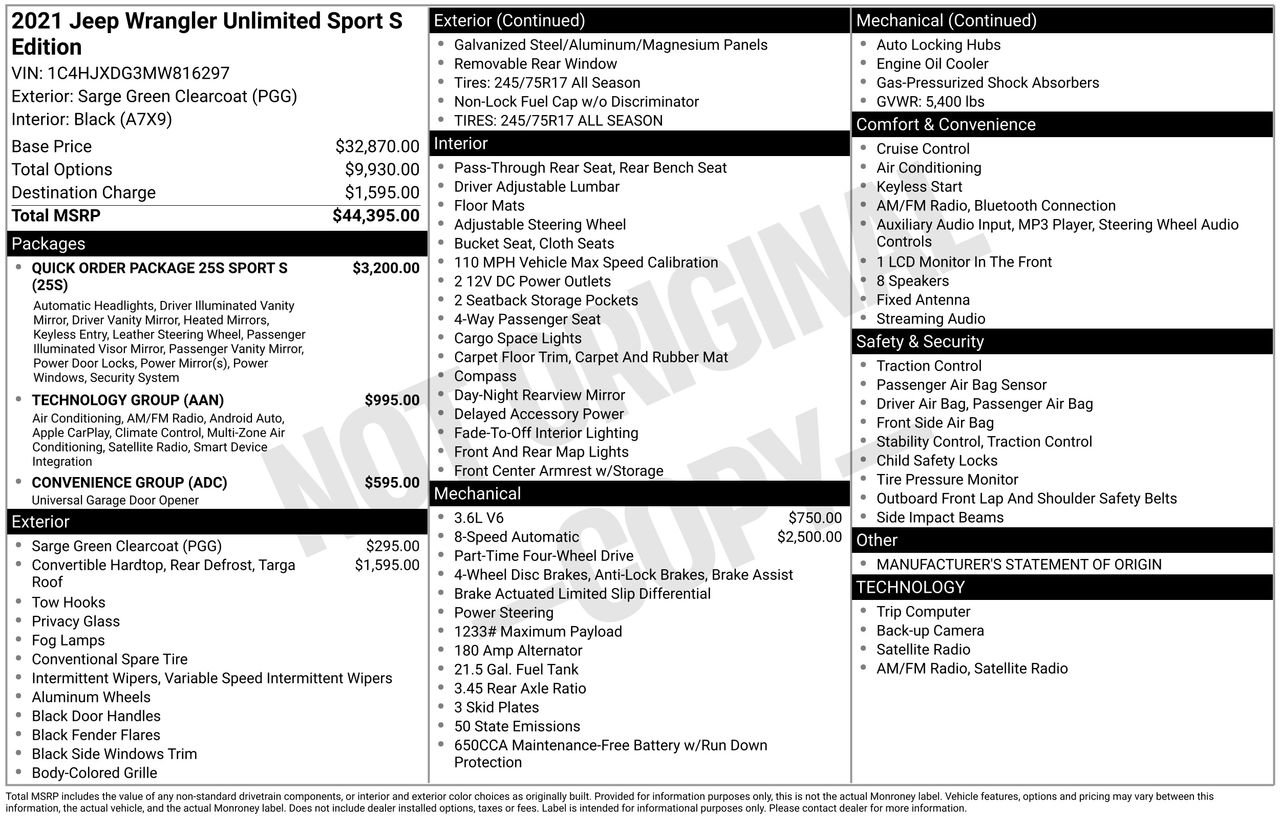 Used 2021 Jeep Wrangler Unlimited Sport image 28