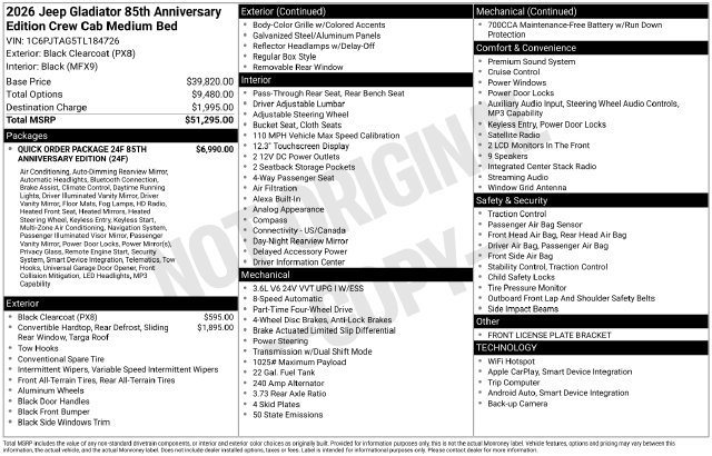 New 2026 Jeep Gladiator Sport AWD/4WD image 6