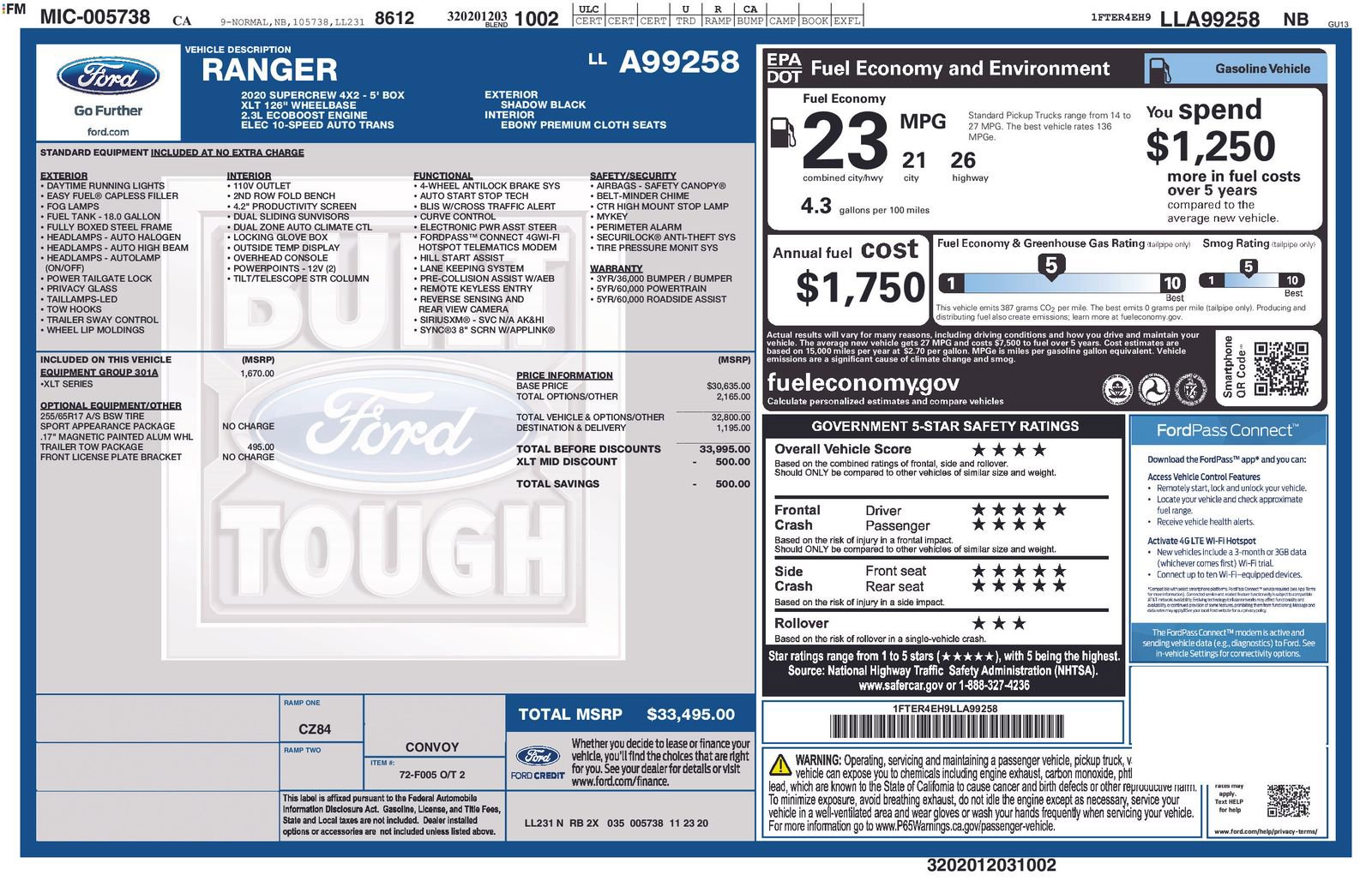 Used 2020 Ford Ranger XLT w/ Equipment Group 301A Mid image 10