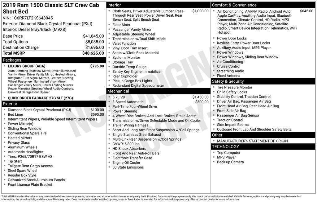 Certified 2019 RAM 1500 Classic SLT w/ Luxury Group image 36