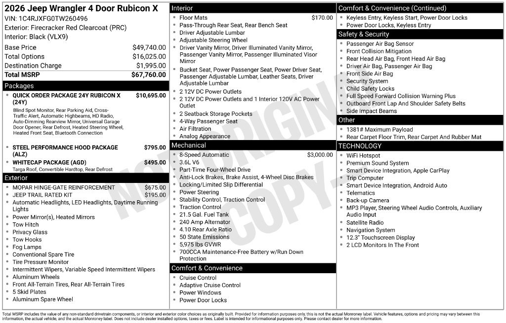 New 2026 Jeep Wrangler Unlimited Rubicon AWD/4WD image 5