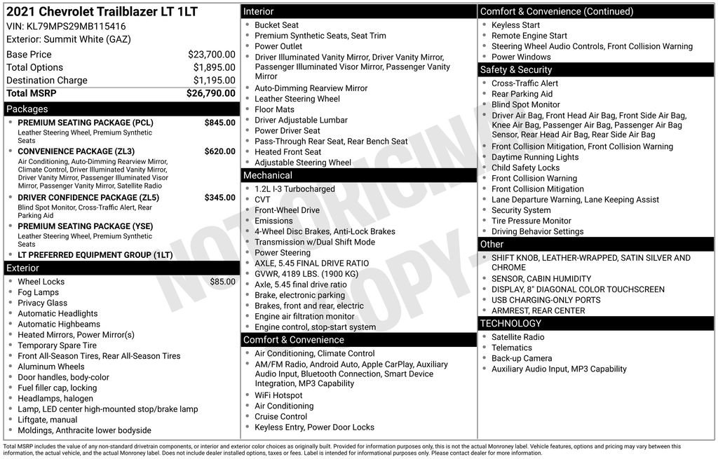 Used 2021 Chevrolet TrailBlazer LT w/ Premium Seating Package FWD image 40