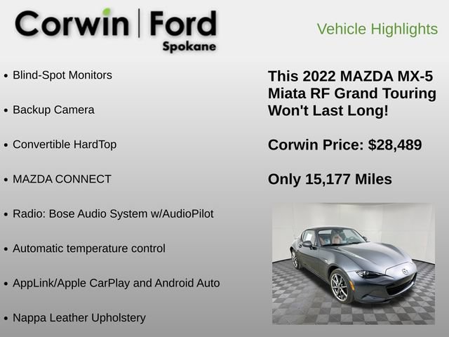 Used 2022 MAZDA MX-5 Miata RF Grand Touring w/ Weather Package RWD image 6