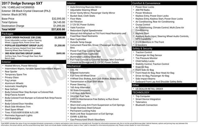 Used 2017 Dodge Durango SXT w/ Quick Order Package 23B image 19