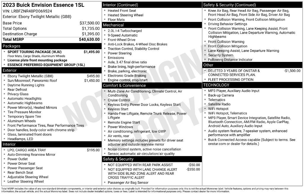 Used 2023 Buick Envision Essence w/ Sport Touring Package FWD image 18