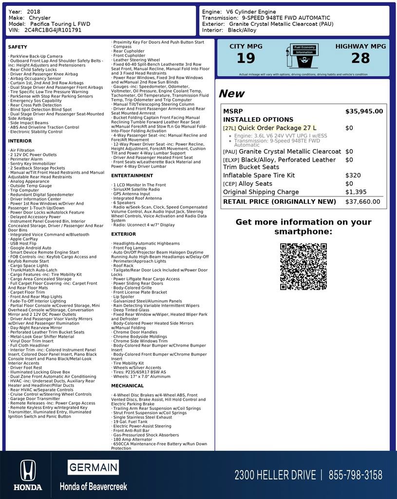 Used 2018 Chrysler Pacifica Touring-L FWD image 33