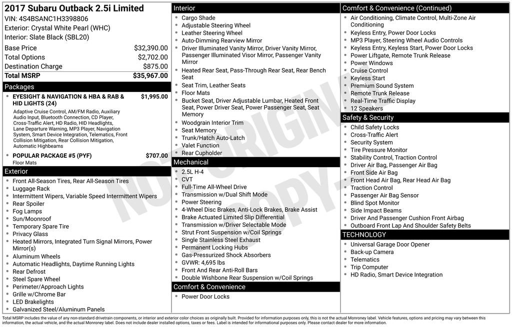 Used 2017 Subaru Outback 2.5i Limited image 6