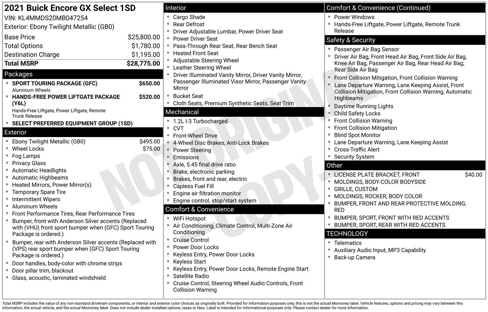 Used 2021 Buick Encore GX Select w/ Sport Touring Package FWD image 6