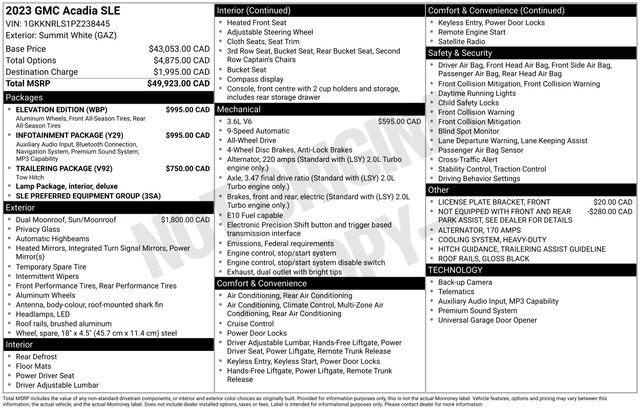 Used 2023 GMC Acadia SLE w/ Infotainment Package AWD/4WD image 4