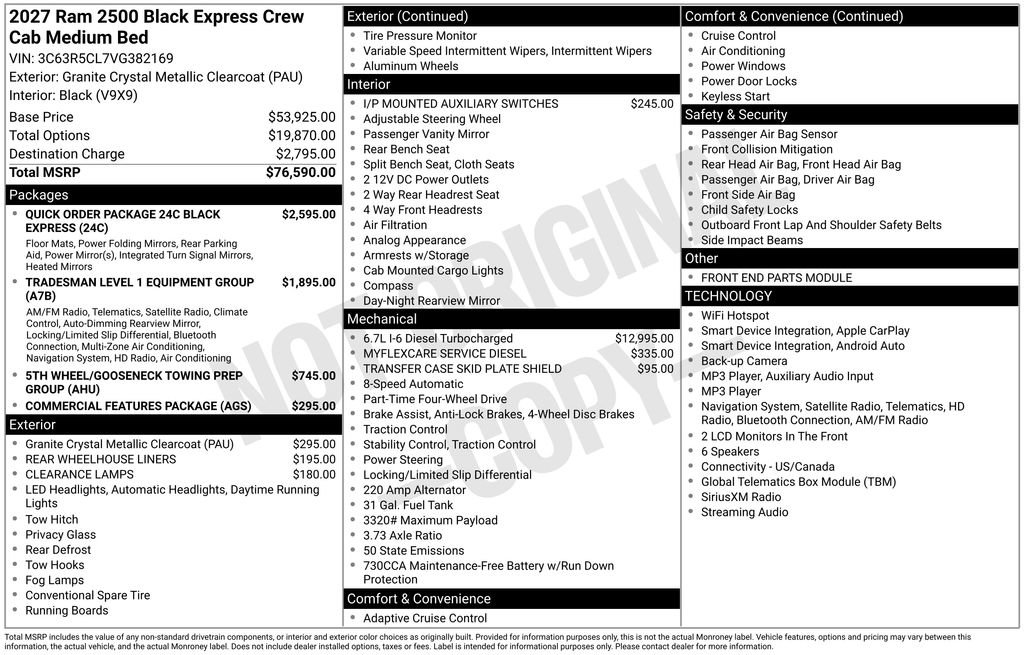 New 2027 RAM 2500 Tradesman AWD/4WD image 26