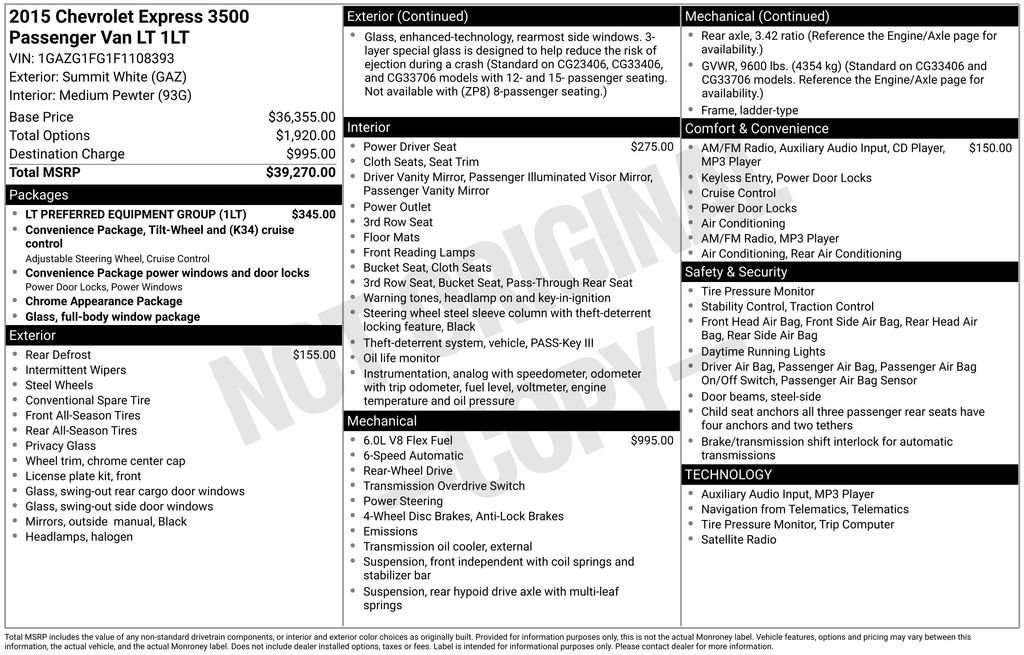 Used 2015 Chevrolet Express 3500 LT w/ LT Preferred Equipment Group image 19