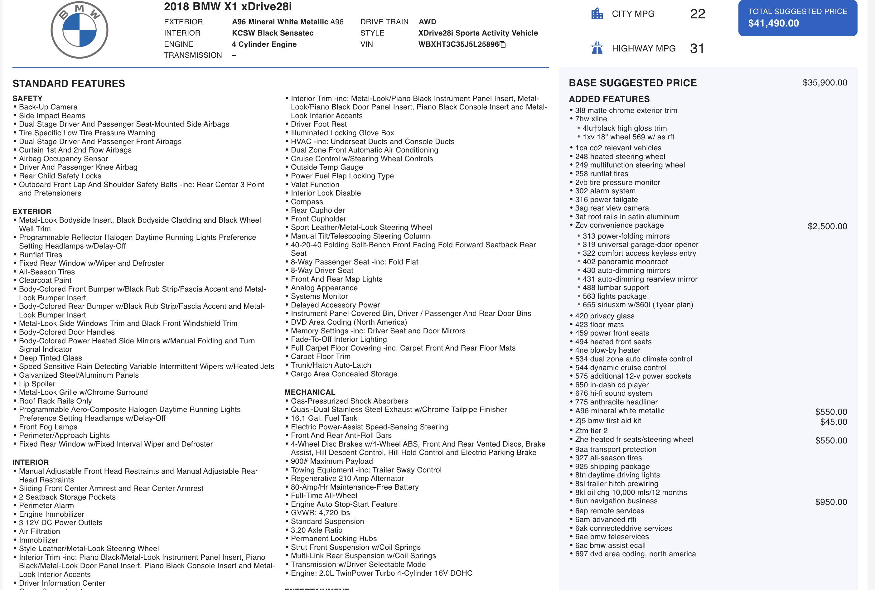 Used 2018 BMW X1 xDrive28i AWD/4WD image 3