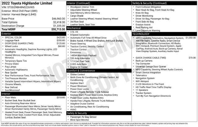 Used 2022 Toyota Highlander Limited AWD/4WD image 7