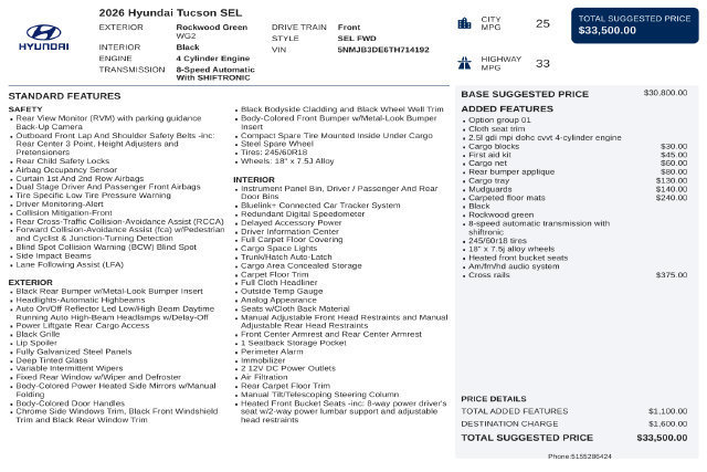 Certified 2026 Hyundai Tucson SEL FWD image 44