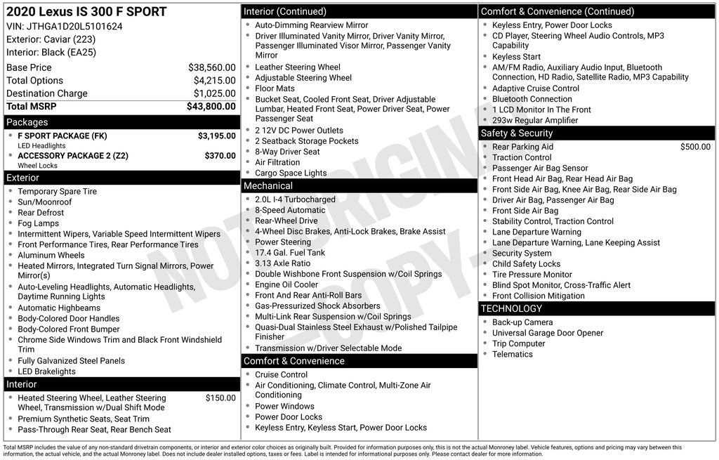 Used 2020 Lexus IS 300 F Sport w/ F Sport Package RWD image 3