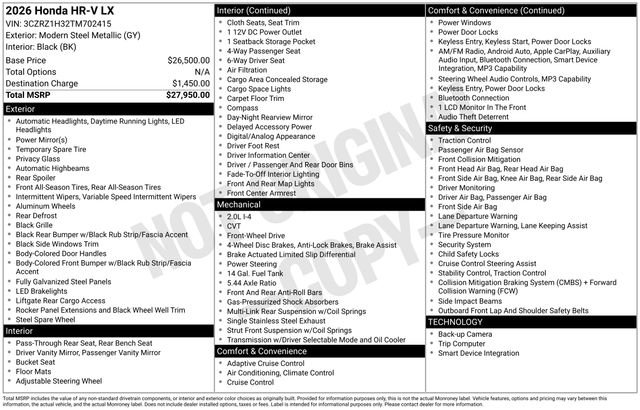 Used 2026 Honda HR-V LX image 27