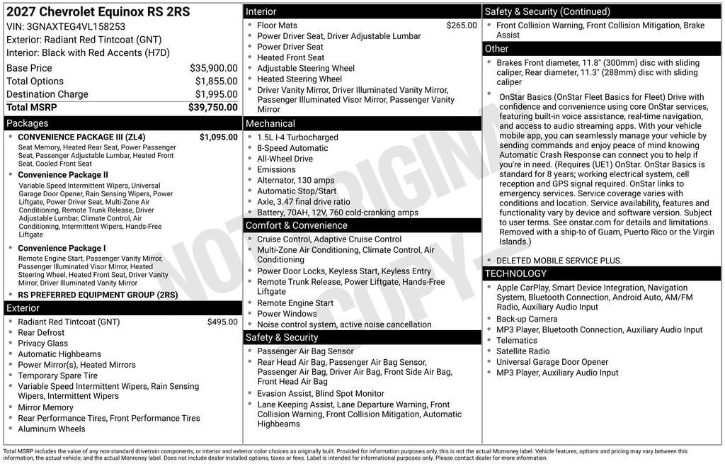 New 2027 Chevrolet Equinox RS w/ Convenience Package III AWD/4WD image 11