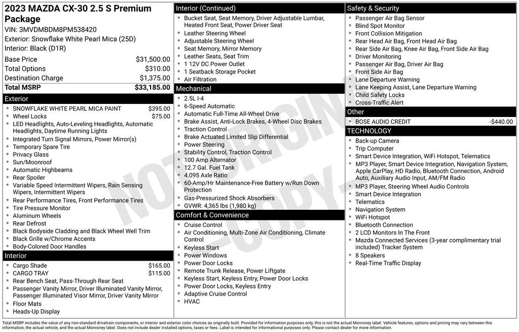 Certified 2023 MAZDA CX-30 AWD 2.5 S w/ Premium Package image 9
