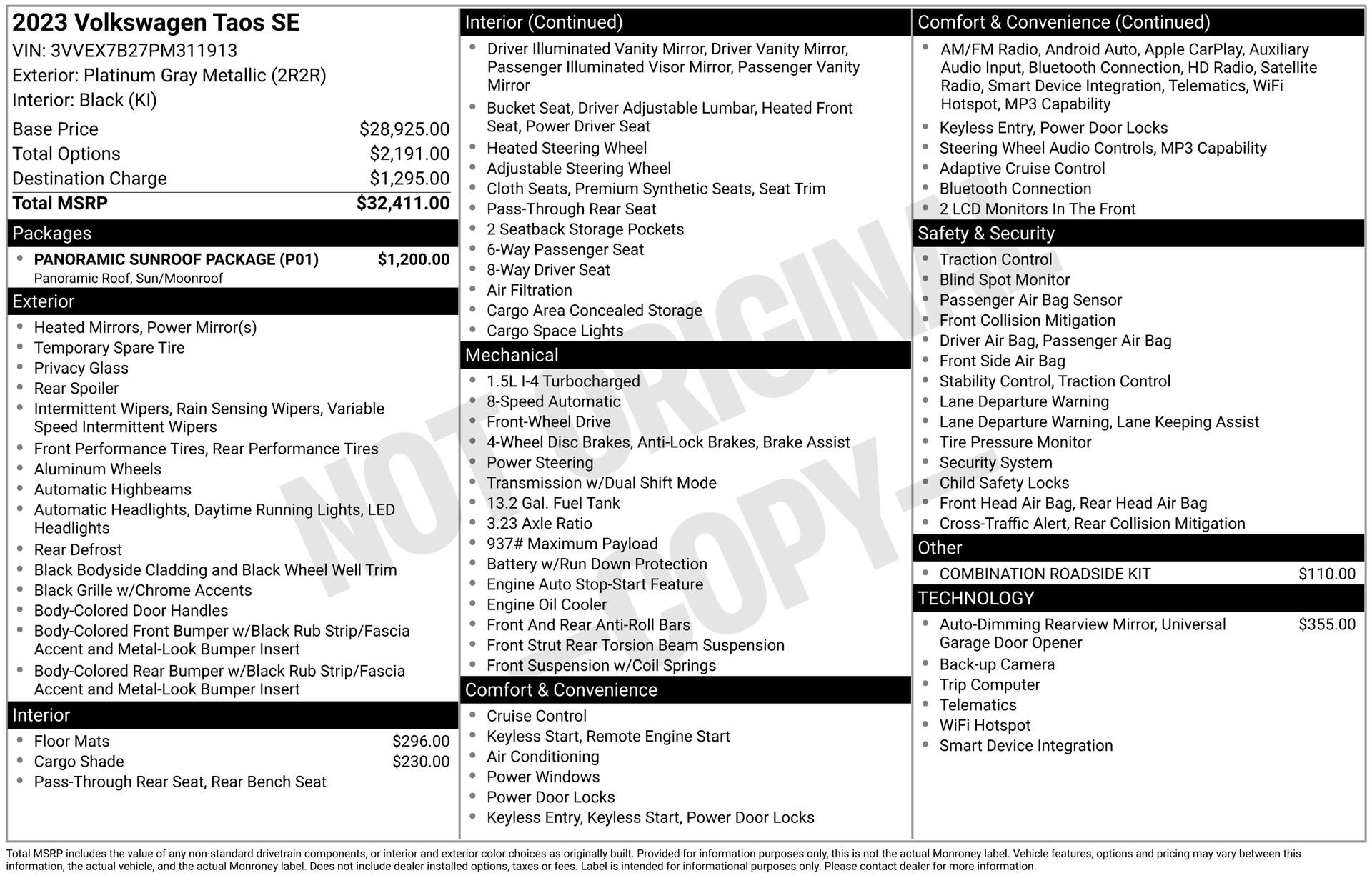 Used 2023 Volkswagen Taos SE w/ Panoramic Sunroof Package FWD image 7