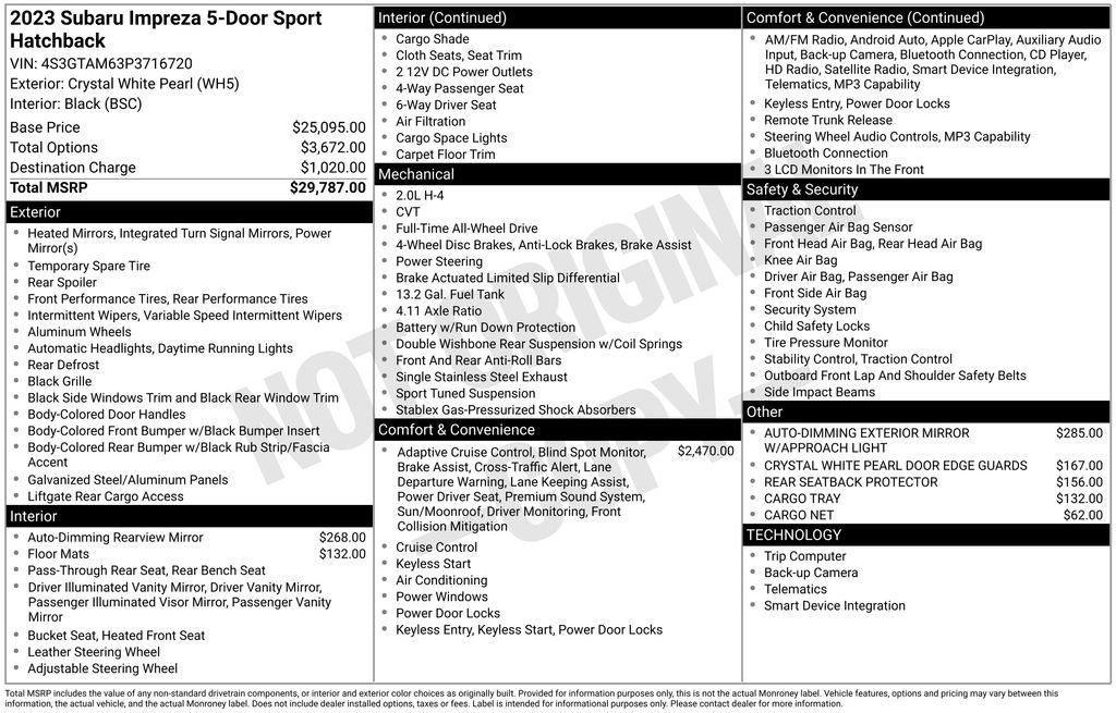 Used 2023 Subaru Impreza 2.0i Sport image 7