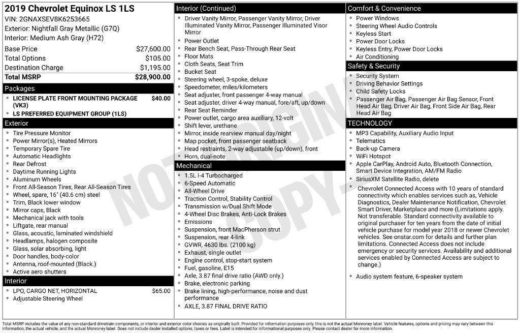 Certified 2019 Chevrolet Equinox LS AWD/4WD image 12