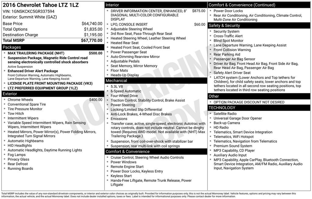 Used 2016 Chevrolet Tahoe LTZ w/ Max Trailering Package AWD/4WD image 4
