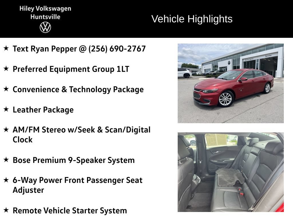 Used 2016 Chevrolet Malibu LT w/ Leather Package FWD image 6