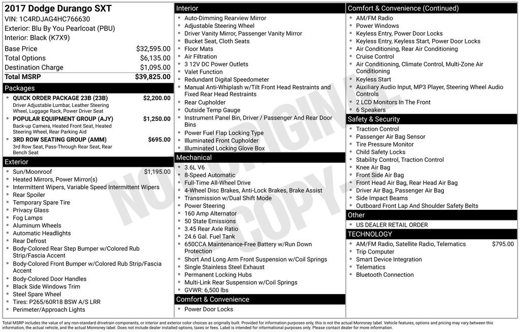 Used 2017 Dodge Durango SXT w/ Quick Order Package 23B image 42