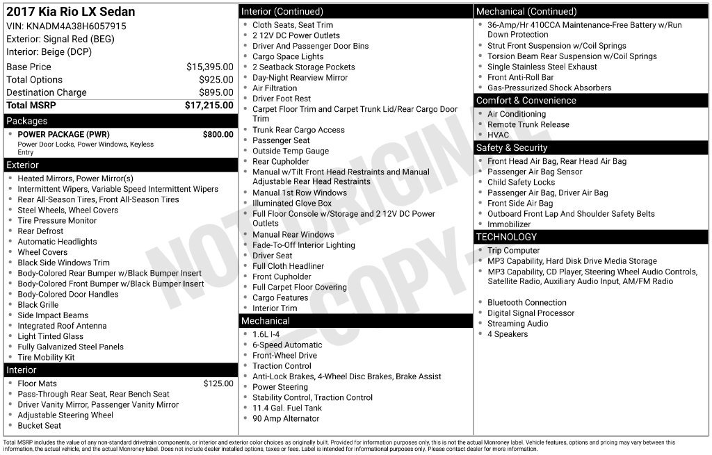 Used 2017 Kia Rio LX w/ Power Package FWD image 16