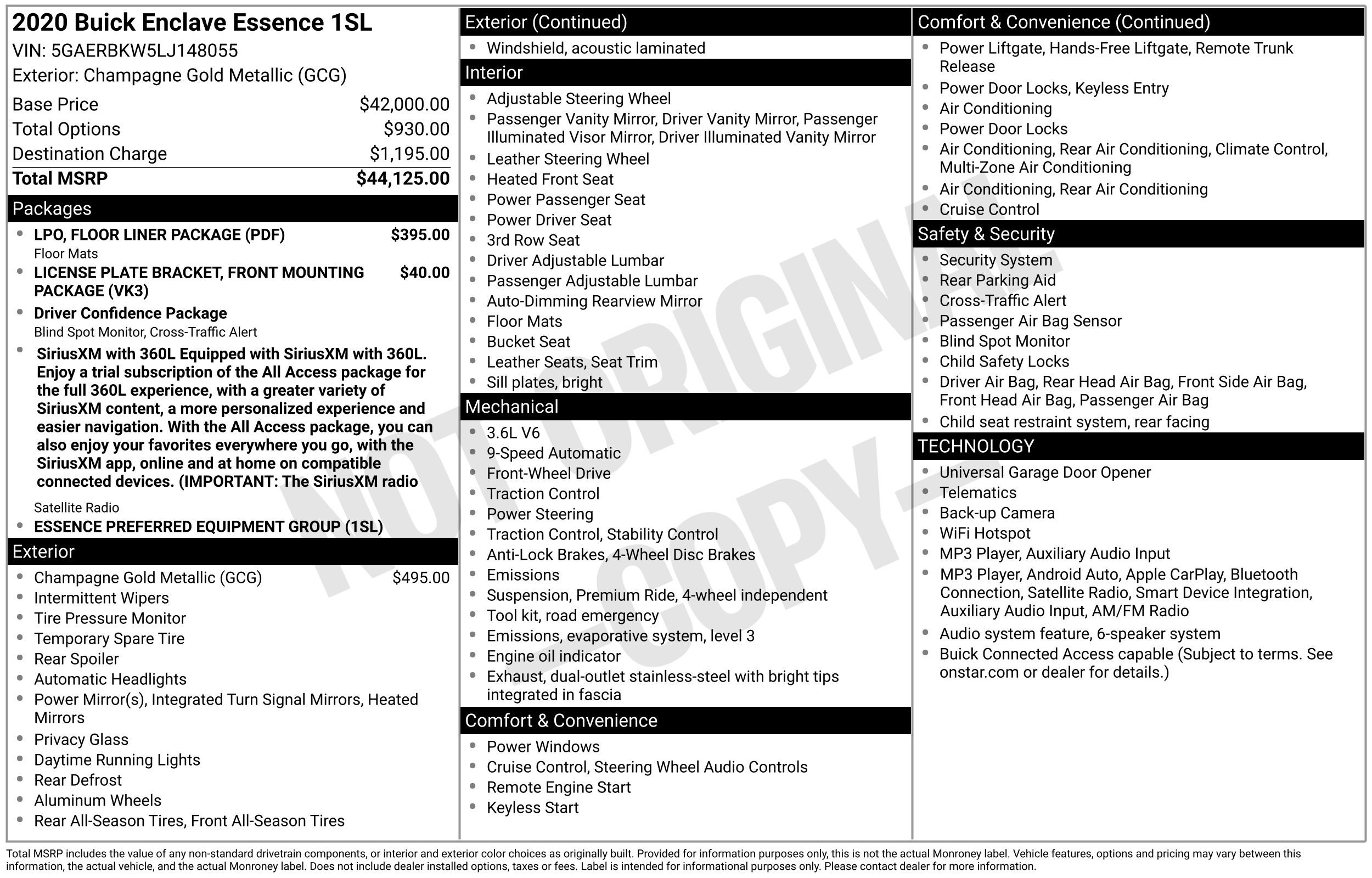Used 2020 Buick Enclave Essence w/ LPO, Floor Liner Package FWD video 2