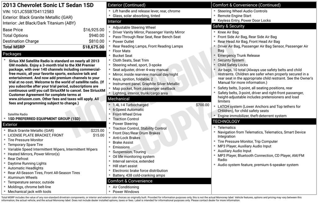 Used 2013 Chevrolet Sonic LT FWD image 2