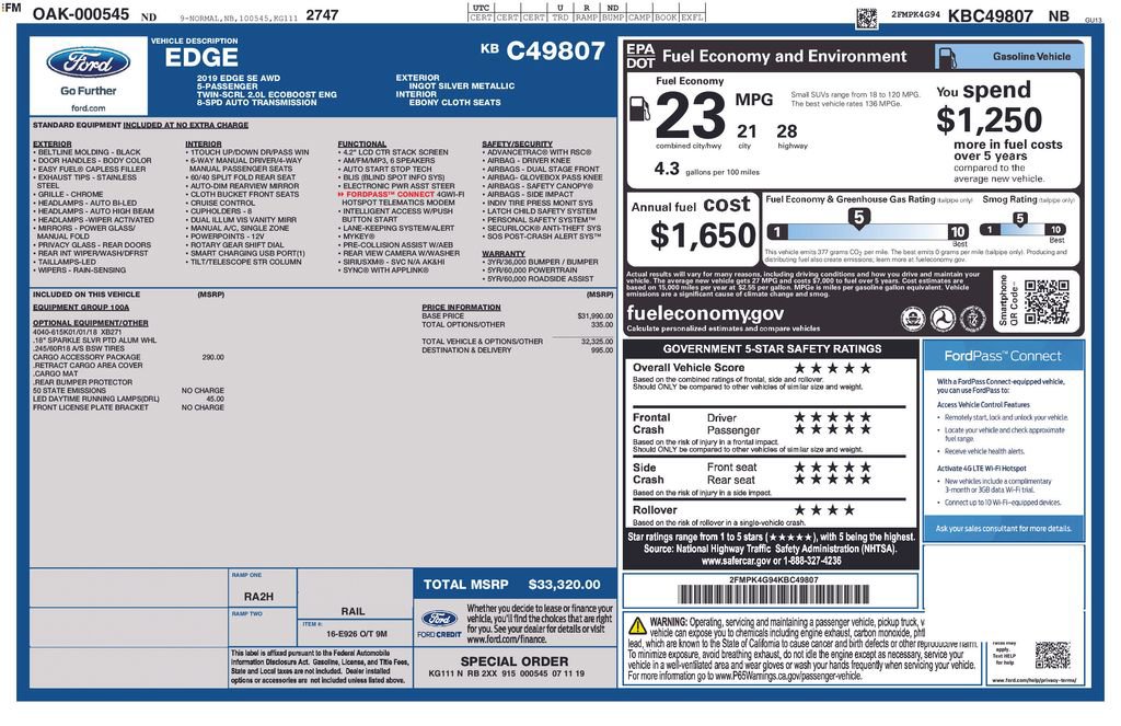 Used 2019 Ford Edge SE w/ Cargo Accessory Package AWD/4WD image 40