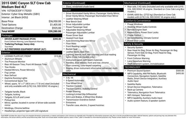 Used 2015 GMC Canyon SLT w/ Driver Alert Package AWD/4WD image 10