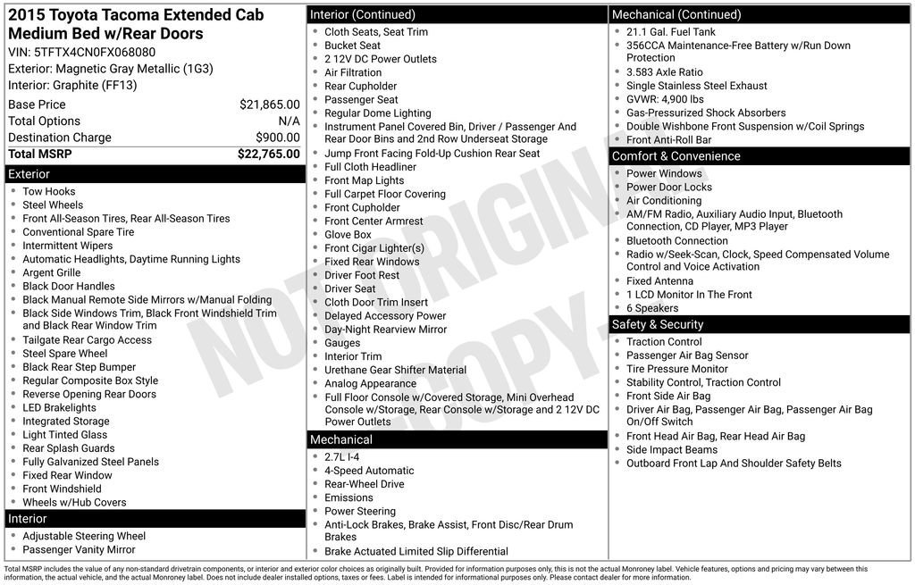 Used 2015 Toyota Tacoma 2WD Access Cab image 17