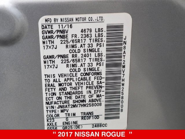 Used 2017 Nissan Rogue S w/ S Appearance Package AWD/4WD image 39