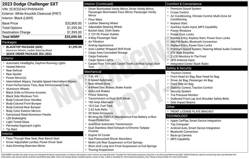 Used 2023 Dodge Challenger SXT w/ Blacktop Package RWD image 8