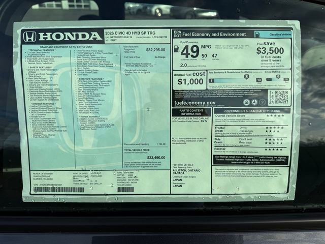 New 2026 Honda Civic Sport Touring image 34