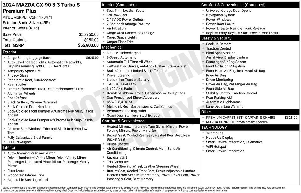 New 2024 MAZDA CX-90 3.3 Turbo S w/ Premium Plus image 7