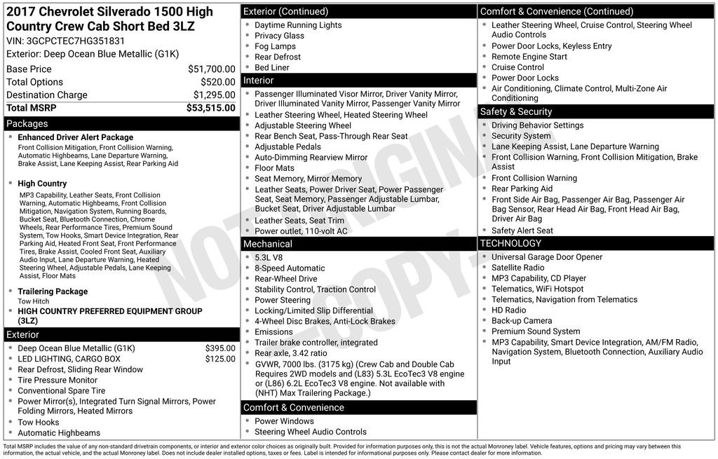 Used 2017 Chevrolet Silverado 1500 High Country RWD image 40