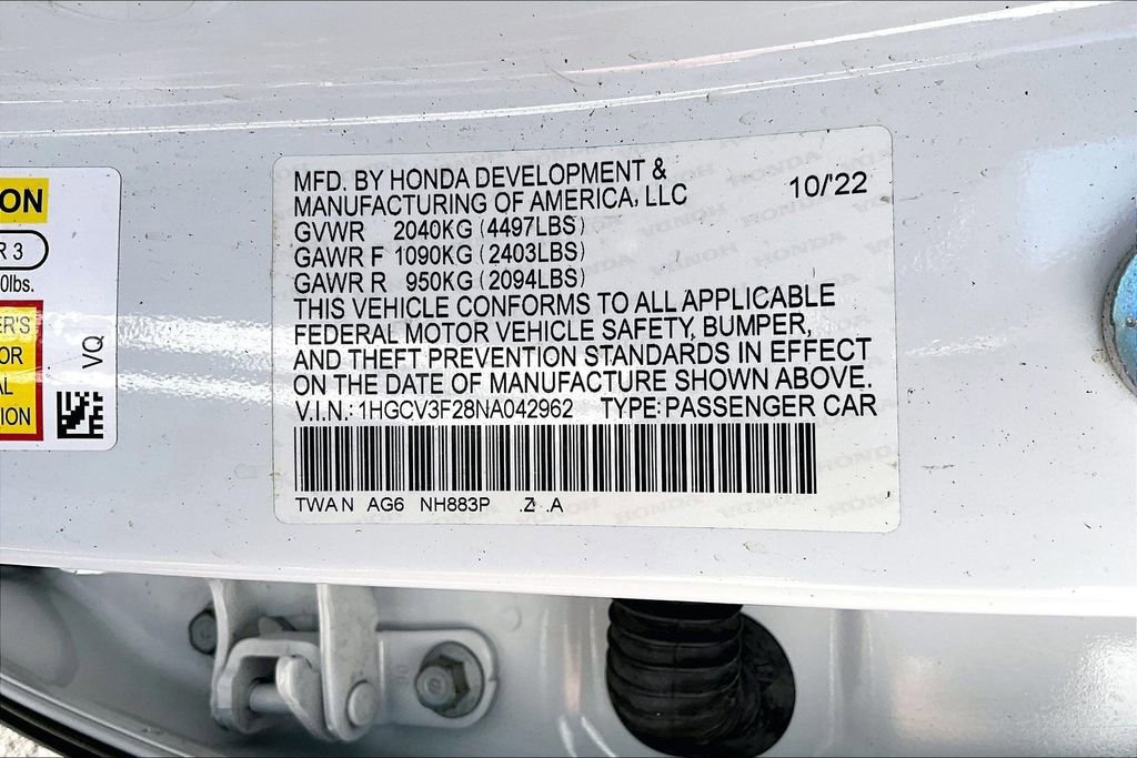 Certified 2022 Honda Accord Sport image 16