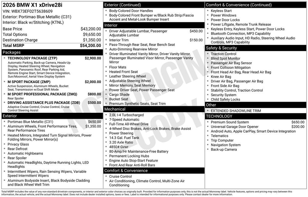 New 2026 BMW X1 xDrive28i w/ Technology Package AWD/4WD image 2